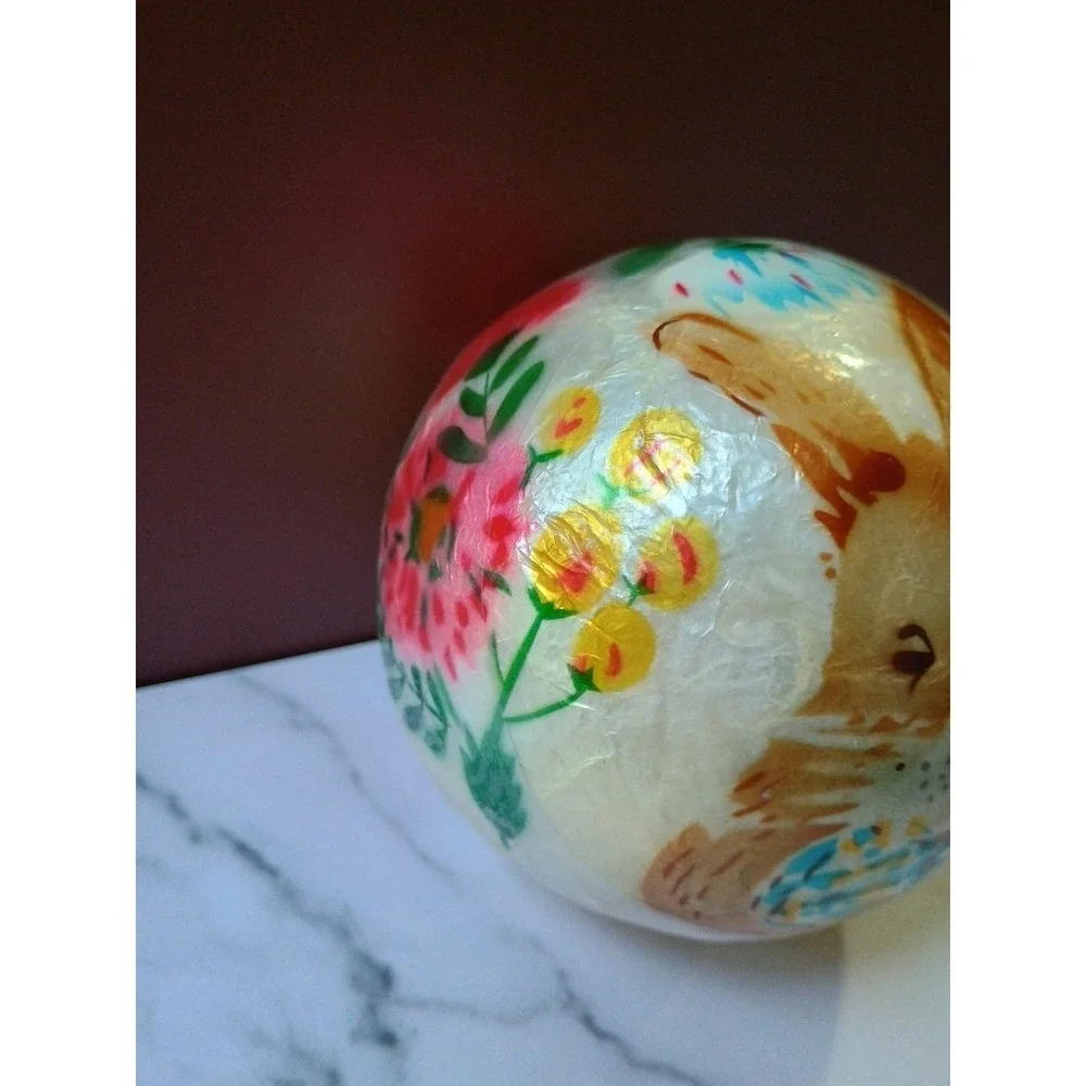 Pier 1 Imports Capiz Easter Bunny Decorative‎ Sphere Round Bunny Bow Tie